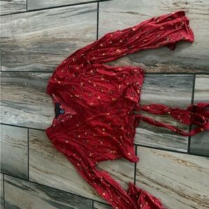 Polly & Esther Red Floral Lace Blouse